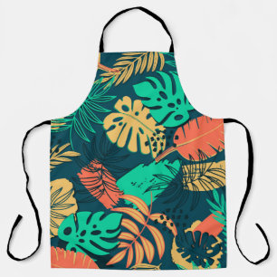 Tablier Hand drawn tropic flat pattern. Palm leaves backgr