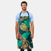 Tablier Hand drawn tropic flat pattern. Palm leaves backgr (Porté)