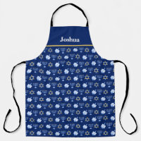 Hanoukka Blue Menorah Dreidel Motif Chanukah