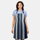 Tablier Hanoukka Blues Stripes Bleu Blanc Or (Porté)