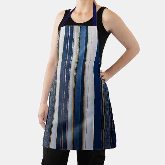 Tablier Hanoukka Blues Stripes Bleu Blanc Or (Insitu)