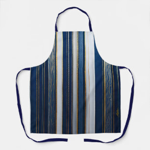 Tablier Hanoukka Blues Stripes Bleu Blanc Or