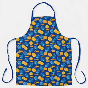 Tablier Hanoukka Dreidel Game Gelt Bleu foncé