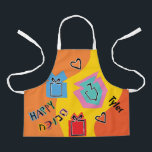 Tablier Hanoukka Happy Bright Art<br><div class="desc">Hanoukka Happy Bright Art Apron. Personnalisez en supprimant du texte et en ajoutant le vôtre. Utilisez votre style de police, votre couleur et votre taille préférés. Assurez-vous de choisir la taille et la couleur de la sangle. Tous les éléments de conception peuvent être transférés à d'autres produits Zazzle et édités....</div>