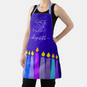 Tablier Hanoukka Menorah bougies sur Blue Peace Love Light (Insitu)