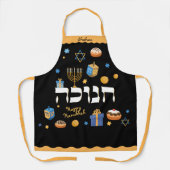 Tablier Hanoukka personnalisé Hebrew Menorah Dreidel (Recto)