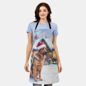 Tablier Hanoverian Scenthound Snowy Forest Cabin Santa Hat (Porté)