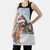 Tablier Hanoverian Scenthound Snowy Forest Cabin Santa Hat (Insitu)