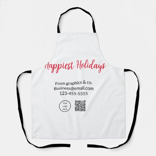 Tablier Happest holiday ajouter business logo nom q r code (Recto)