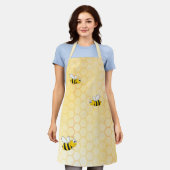 Tablier Happy bumble abeilles jaune nid d'abeille (Porté)