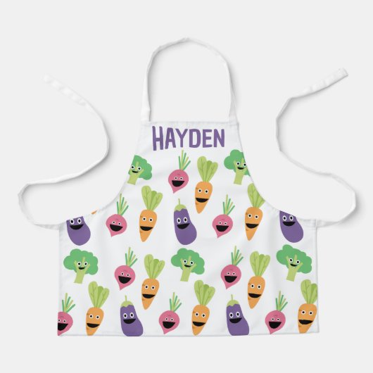 Tablier Happy Cartoon Vegetables Personalised (Recto)