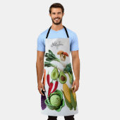 Tablier Happy Crochet Vegetable Champagne Collage Monogram (Porté)