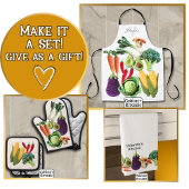 Tablier Happy Crochet Vegetable Champagne Collage Monogram