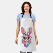Tablier Happy Easter Bunny Coquette Bow Brushstroke Easter (Porté)
