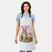 Tablier Happy Easter Cute Bunny Maine Coon Cat Easter Eggs (Porté)