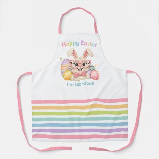 Tablier Happy Easter I'm Egg-cited Bunny  (Recto)