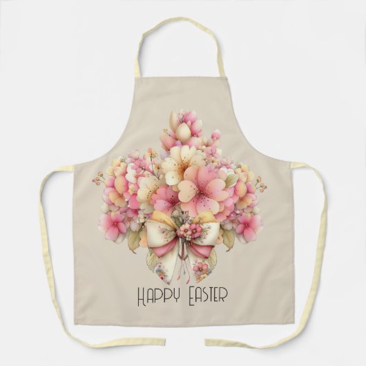 Tablier Happy Easter Multiple Flowers and Bow (Recto)