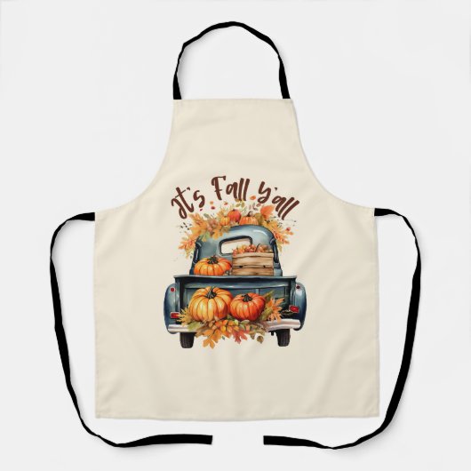 Tablier Happy Fall Y'all - Camion rustique avec Citrouille (Recto)