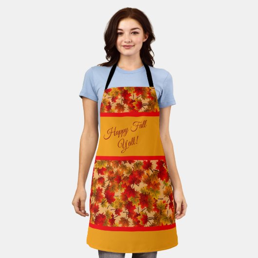 Tablier Happy Fall Y'All - Colorful Maple Feuille Foliing (Porté)