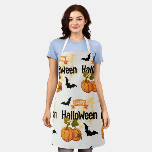 Tablier Happy Halloween design (Porté)