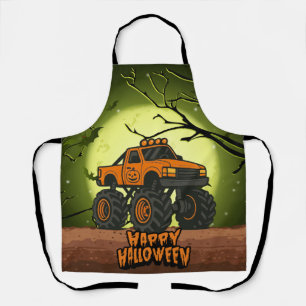 Tablier Happy Halloween Monster Truck avec chauves-souris