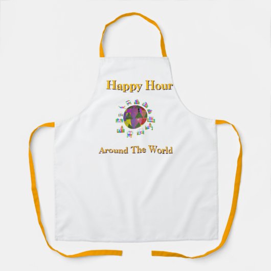 Tablier Happy Hour Around The World Blanc  (Recto)