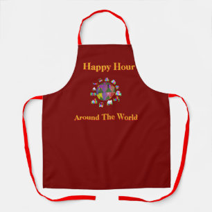 Tablier Happy Hour Around The World Jaune Moutarde