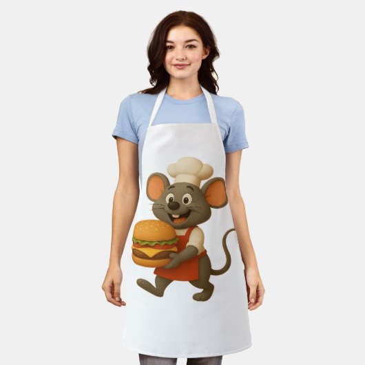 Tablier Happy Mouse Chef avec Big Cheese - Cuisine Apron (Porté)