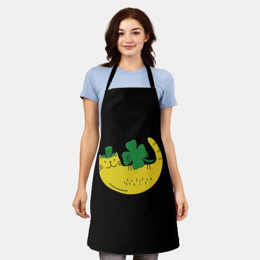 Tablier Happy St Cattys Day Catricks Funny Leprechaun Cat (Porté)