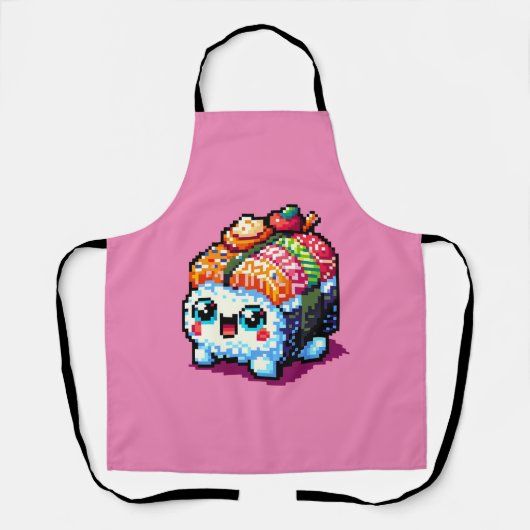 Tablier Happy Sushi Roll - Cute Pixel Art Japonais Nourrit (Recto)