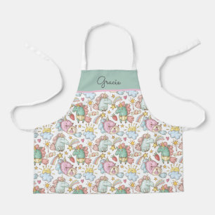 Tablier Happy Unicorns Motif avec nom