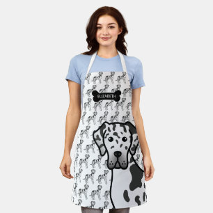 Tablier Harlequin Great Dane Cute Cartoon Chien & Nom