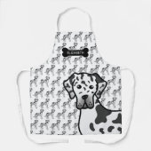 Tablier Harlequin Great Dane Cute Cartoon Chien & Nom (Recto)