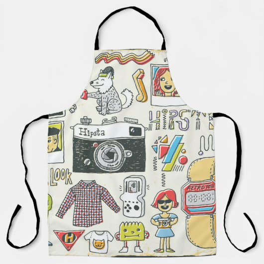 Tablier Hausse : jeu de gribouillis dessiné à la main (Recto)