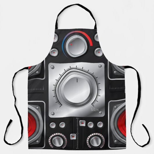 Tablier Haut-parleurs rouges avec amplificateur et boutons (Recto)