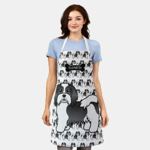 Tablier Havanais noir et blanc Chien de dessin animé migno