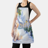 Tablier Havanese Snowy Village Walk Santa Hat Christmas (Insitu)