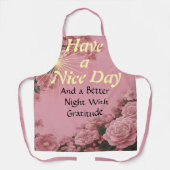 Tablier Have a Nice Day" Gratitude Dusty Rose Pink Floral  (Recto)