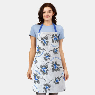 Tablier Hawaiian Holly Hanoukka Glittery Blue Floral