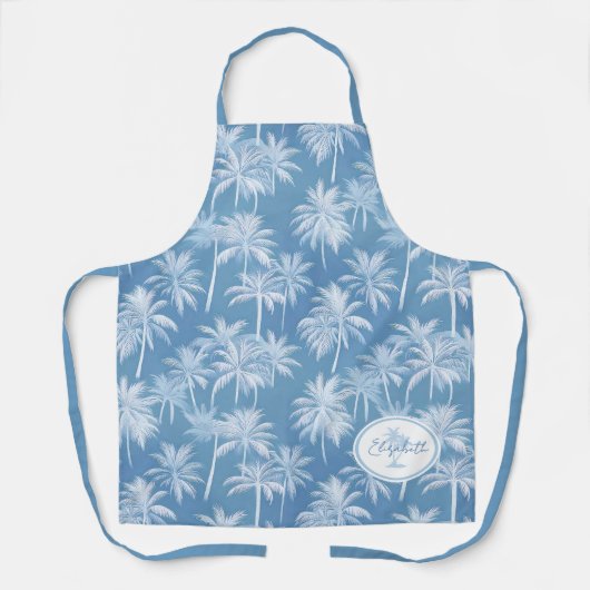 Tablier Hawaiian Palm Tree Silhouette Motif Blue ID1093 (Recto)