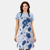 Tablier Hawaiian Print Mens Blue Tropical Monogram Apron (Porté)