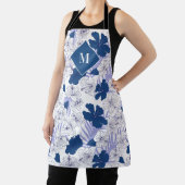 Tablier Hawaiian Print Mens Blue Tropical Monogram Apron (Insitu)