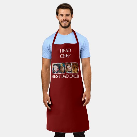 Tablier Head Chef Best Dad Ever 4 photo white burgundy (Porté)