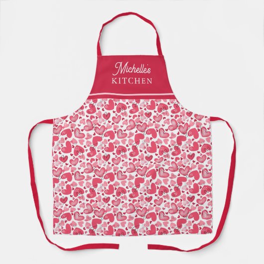 Tablier Heart Pattern Valentines Day Apron Gift (Recto)