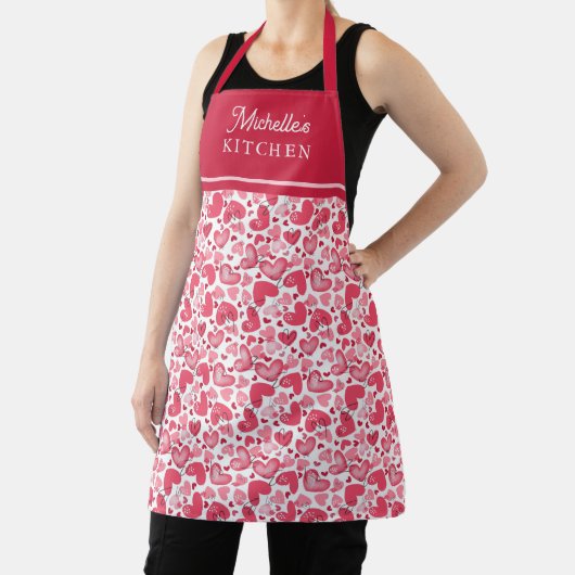 Tablier Heart Pattern Valentines Day Apron Gift (Insitu)