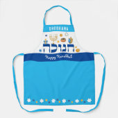 Tablier Hébreu Whimsical Hanoukka Menorah Dreidel Donut (Recto)