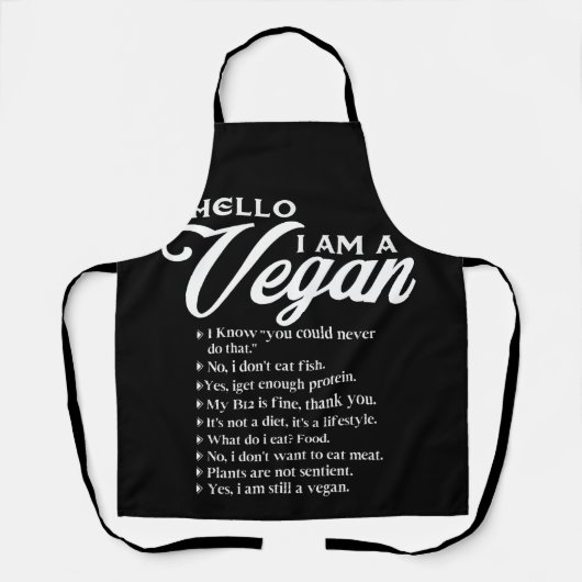Tablier Hello I Am A Vegan 9 Things About Vegan (Recto)