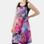 Tablier Hello Spring Happiness Time, aquarelle florale (Insitu)