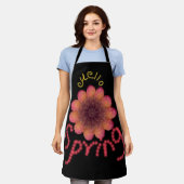 Tablier Hello Spring - Textured Pink & Orange Flower Art (Porté)