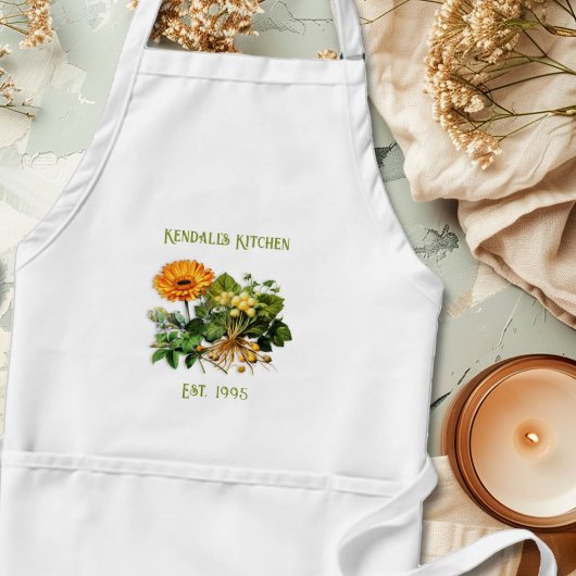 Tablier Herbal Goodness Year Established Kitchen Apron